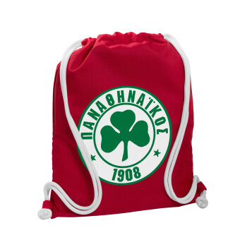 ΠΑΟ Παναθηναϊκός, Backpack pouch GYMBAG Red, with pocket (40x48cm) & thick cords