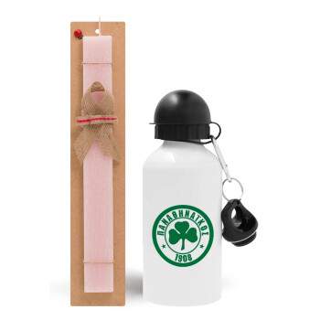 ΠΑΟ Παναθηναϊκός, Easter Set, metallic aluminum bottle (500ml) & aromatic flat Easter candle (30cm) (PINK)