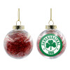 Transparent Christmas tree ball ornament with red filling 8cm