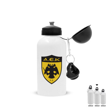 ΑΕΚ, Metal water bottle, White, aluminum 500ml
