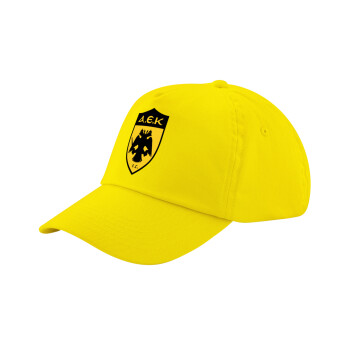 ΑΕΚ, Child's Baseball Cap, 100% Cotton Twill, Yellow (COTTON, CHILD, UNISEX, ONE SIZE)