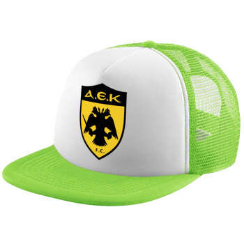 ΑΕΚ, Adult Soft Trucker Hat with Mesh GREEN/WHITE (POLYESTER, ADULT, ONE SIZE)