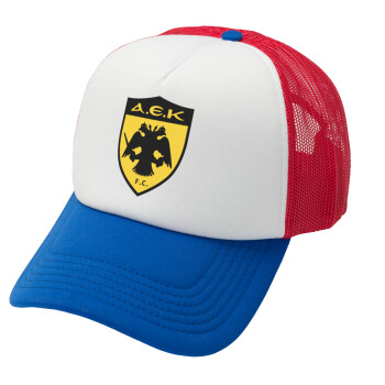 ΑΕΚ, Καπέλο Ενηλίκων Soft Trucker με Δίχτυ Red/Blue/White (POLYESTER, ΕΝΗΛΙΚΩΝ, UNISEX, ONE SIZE)