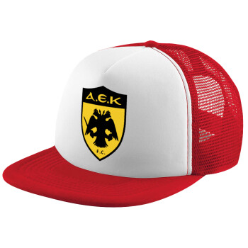 ΑΕΚ, Καπέλο Ενηλίκων Soft Trucker με Δίχτυ Red/White (POLYESTER, ΕΝΗΛΙΚΩΝ, UNISEX, ONE SIZE)