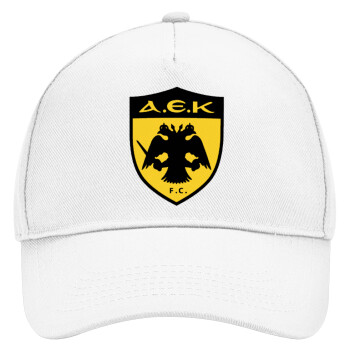 ΑΕΚ, Adult Baseball Cap, Drill, White (100% COTTON, ADULT, UNISEX, ONE SIZE)