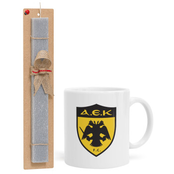 ΑΕΚ, Easter Set, Ceramic Cup (330ml) & Easter aromatic flat candle (30cm) (GRAY)