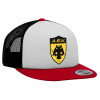 Adult Foam Flat Snapback with Mesh Red-White-Black (POLYESTER, ADULT, UNISEX, ONE SIZE)