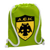 Backpack bag GYMBAG LIME GREEN, with pocket (40x48cm) & thick cords