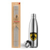 Easter Set, metallic stainless thermos flask (500ml) & scented flat Easter candle (30cm) (GRAY)