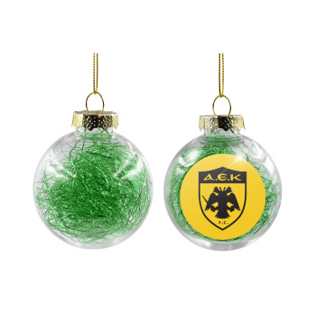 ΑΕΚ, Transparent Christmas tree ball ornament with green filling 8cm