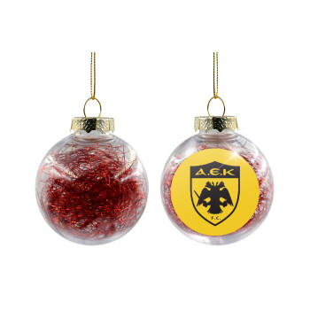 ΑΕΚ, Transparent Christmas tree ball ornament with red filling 8cm