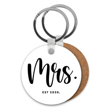 Mr & Mrs (Mrs), Μπρελόκ Ξύλινο στρογγυλό MDF Φ5cm