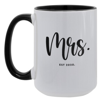 Mr & Mrs (Mrs), Κούπα Mega 15oz, κεραμική Μαύρη, 450ml