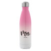 Metal mug thermos Pink/White (Stainless steel), double wall, 500ml