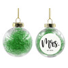 Transparent Christmas tree ball ornament with green filling 8cm