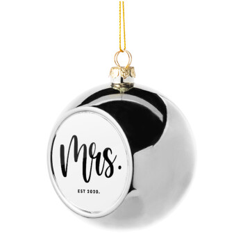 Mr & Mrs (Mrs), Silver 8cm Christmas tree ball ornament