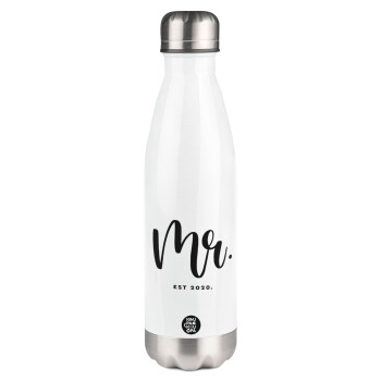 Mr & Mrs (Mr), Metal mug thermos White (Stainless steel), double wall, 500ml