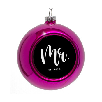 Mr & Mrs (Mr), Purple Christmas tree ornament bauble 8cm