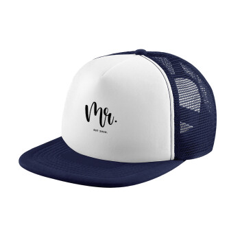 Mr & Mrs (Mr), Children's Soft Trucker Cap with Dark Blue/White Mesh (POLYESTER, CHILDREN, ONE SIZE)