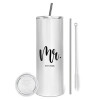 Eco friendly stainless steel tumbler 600ml, with metal straw & cleaning brush