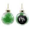 Transparent Christmas tree ball ornament with green filling 8cm