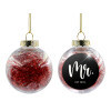 Transparent Christmas tree ball ornament with red filling 8cm