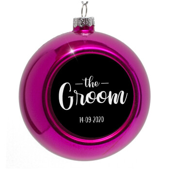 Groom & Bride (Groom), Purple Christmas tree ornament bauble 8cm