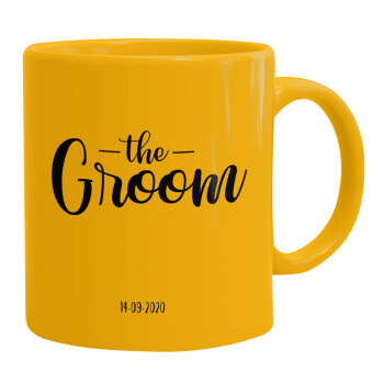 Groom & Bride (Groom), Ceramic coffee mug yellow, 330ml