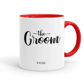 Groom & Bride (Groom), Mug colored red, ceramic, 330ml