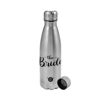 Groom & Bride (Bride), Metallic water bottle, stainless steel, 750ml