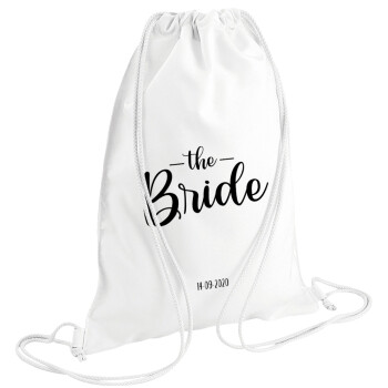 Groom & Bride (Bride), Backpack pouch GYMBAG white (28x40cm)