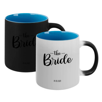 Groom & Bride (Bride), Κούπα Μαγική εσωτερικό μπλε, κεραμική 330ml που αλλάζει χρώμα με το ζεστό ρόφημα