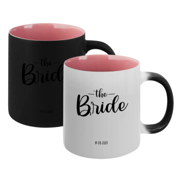 Groom & Bride (Bride), Κούπα Μαγική εσωτερικό ΡΟΖ, κεραμική 330ml που αλλάζει χρώμα με το ζεστό ρόφημα