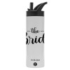 Metallic thermos bottle with straw & handle, stainless steel (Stainless steel 304), double-walled, 600ml.