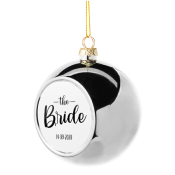 Groom & Bride (Bride), Χριστουγεννιάτικη μπάλα δένδρου Ασημένια 8cm