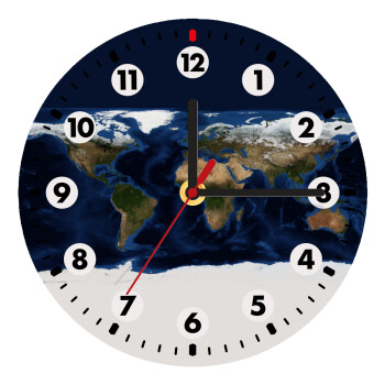 Earth map, Ρολόι τοίχου ξύλινο (20cm)