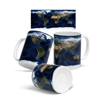 Earth map, Ceramic coffee mug, 330ml (1pcs)
