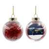 Transparent Christmas tree ball ornament with red filling 8cm