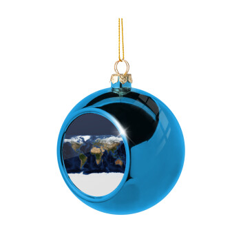 Earth map, Blue Christmas tree ball ornament 8cm