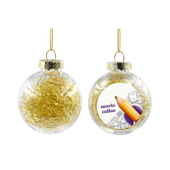 Back to school rocket pencil, Transparent Christmas tree ball ornament with gold filling 8cm