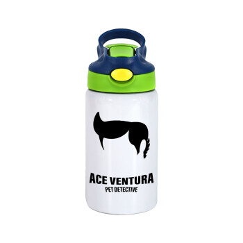 Ace Ventura Pet Detective, Children's hot water bottle, stainless steel, with safety straw, green, blue (350ml)