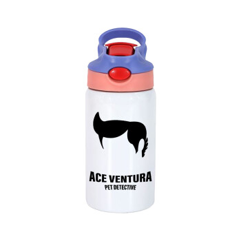 Ace Ventura Pet Detective, Παιδικό παγούρι θερμό, ανοξείδωτο, με καλαμάκι ασφαλείας, ροζ/μωβ (350ml)