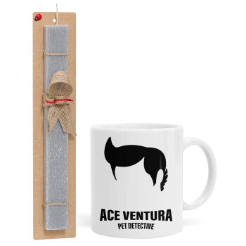 Ace Ventura Pet Detective, Easter Set, Ceramic Cup (330ml) & Easter aromatic flat candle (30cm) (GRAY)