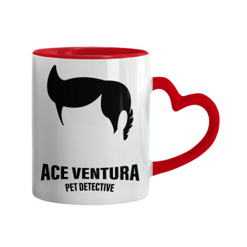 Ace Ventura Pet Detective, Mug heart red handle, ceramic, 330ml