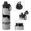 Metallic water bottle with safety cap, 850ml aluminum