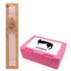 Easter Set, children's snack container PINK & scented flat Easter candle (30cm) (PINK)