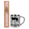 Easter Set, metallic thermal cup (300ml) & aromatic flat Easter candle (30cm) (PINK)