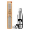 Easter Set, metallic stainless thermos flask (500ml) & scented flat Easter candle (30cm) (GRAY)