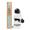 Easter Set, metallic aluminum water bottle (500ml) & scented flat candle (30cm) (TURQUOISE)