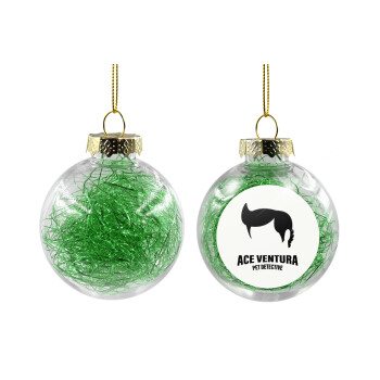 Ace Ventura Pet Detective, Transparent Christmas tree ball ornament with green filling 8cm